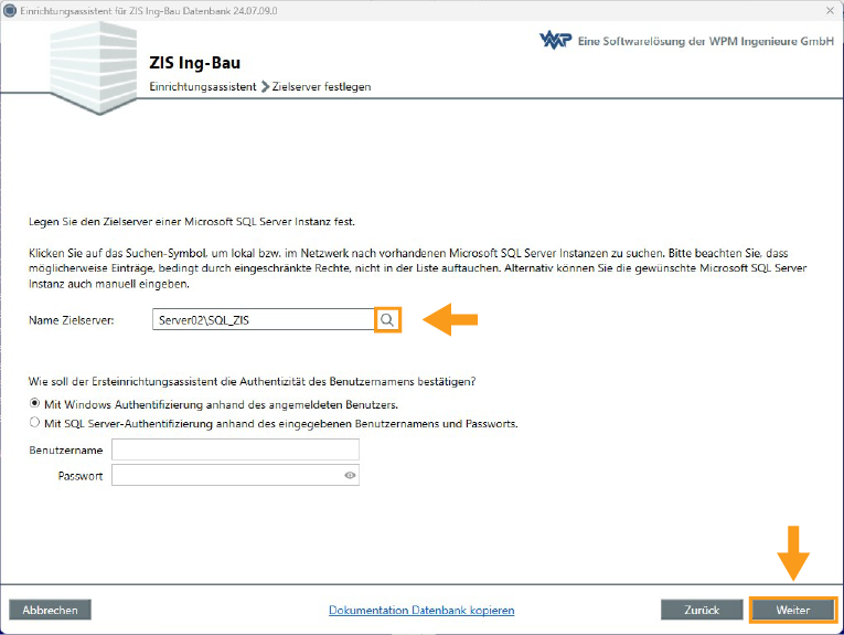 Datenbank kopieren - Zielserver